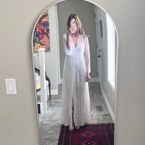 Elegant Sheer White Maxi Dress Nightgown